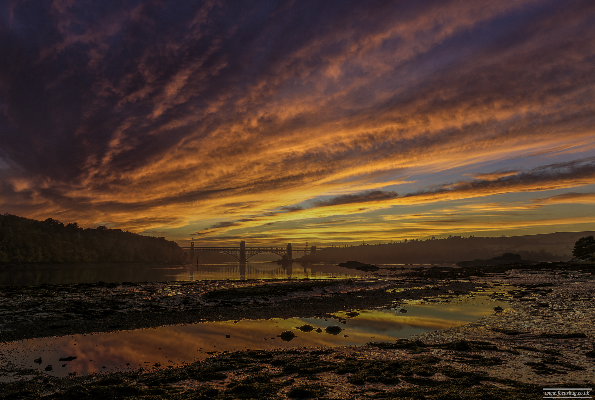 Anglesey Landscape Photography - Brittania Bridge Sunset Anglesey, North Wales