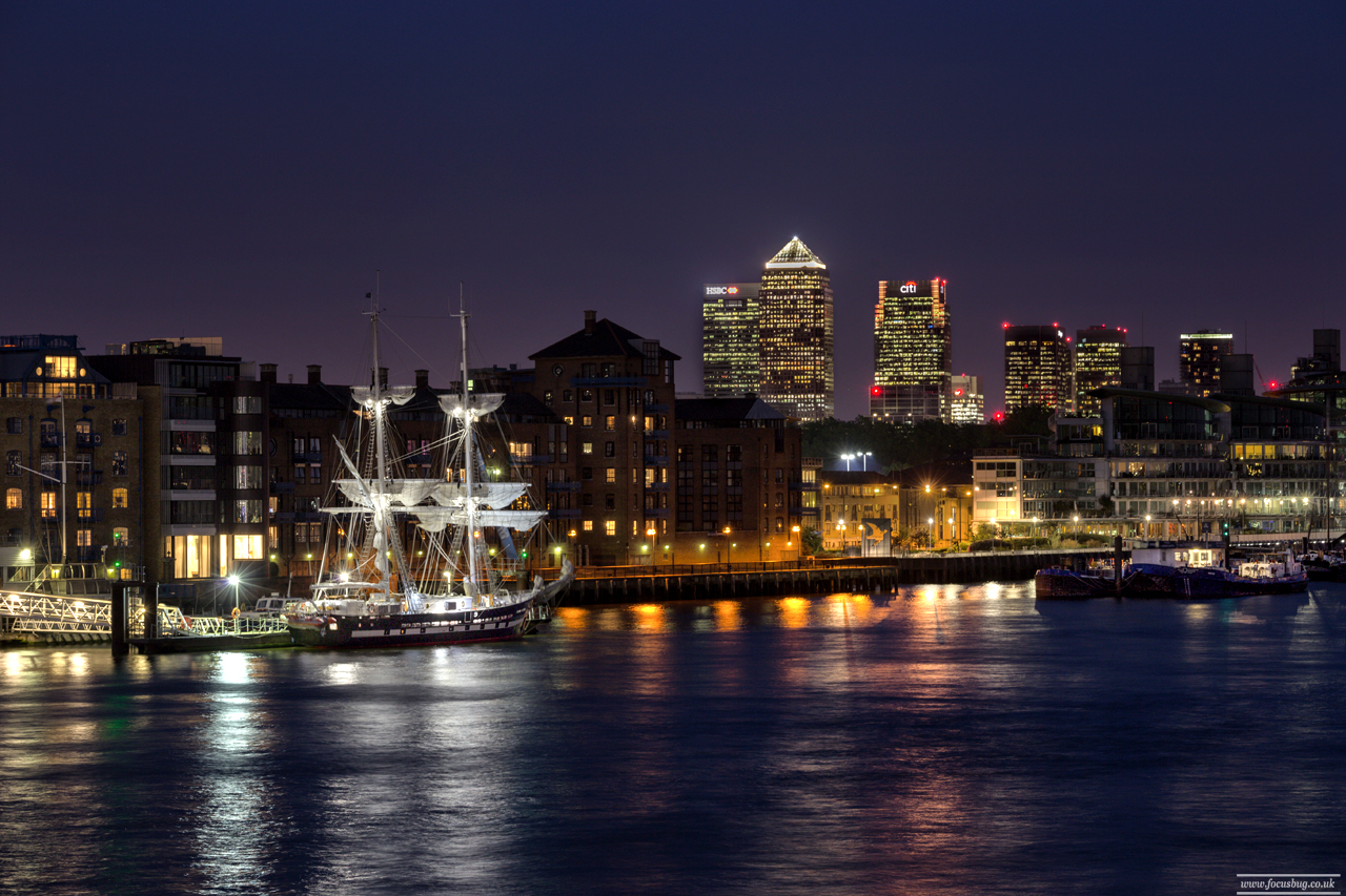 Tall Ship and Canary Wharfe, London