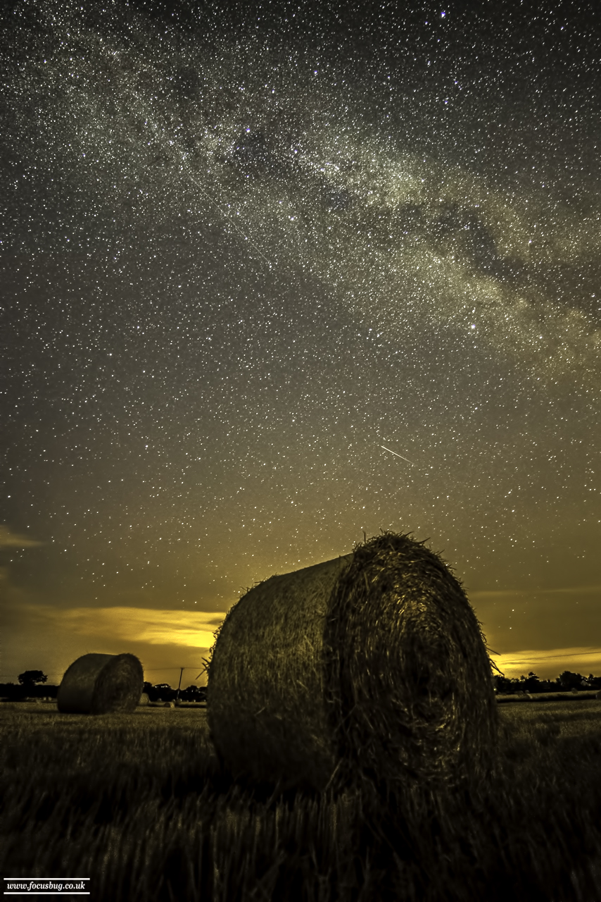 Norfolk Landscape Photography - Hay bales under the Milky Way