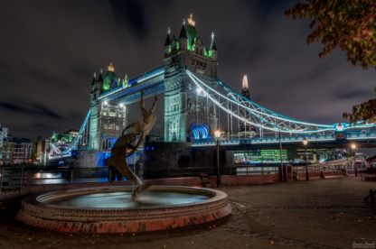 Tower bridge and the dolphin and girl sculpture